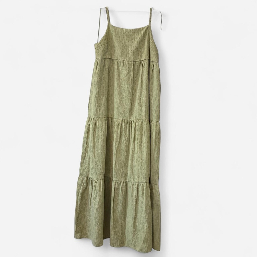 All : Row Olive Green a-line Coquette size Lg maxi dress tiered back cut out